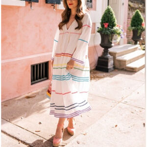 BLUE ISLAND Size M White Multi-color Flowy Dress